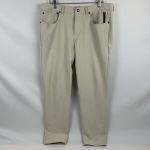 FOURLAPS Mens Chino Pants Beige Stretch 34x30 Recycled‎ Polyester Spandex